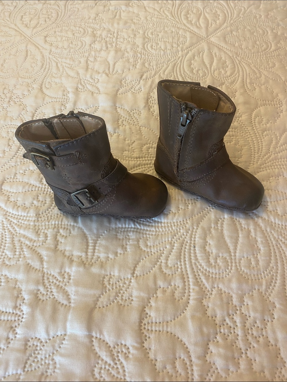 Frye zippered baby boots.